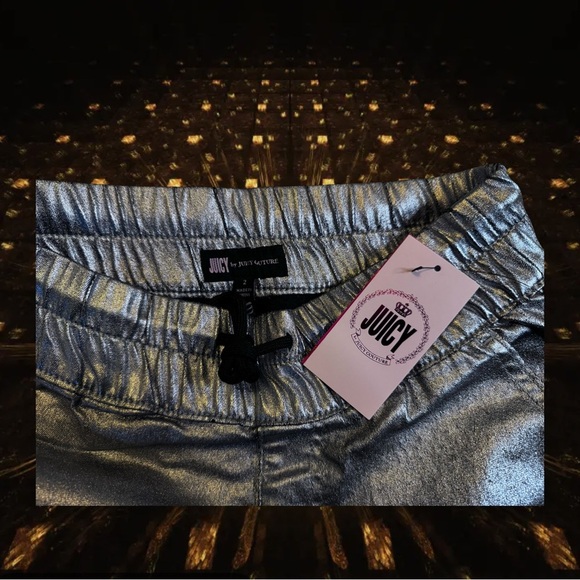 Juicy Couture Silver Track Pants with Metallic Finish NWT Size 2 - Picture 5 of 5